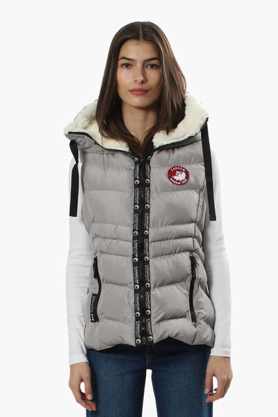 Canada Weather Gear Sherpa Hood Puffer Vest - Grey - Womens Vests - Canada Weather Gear