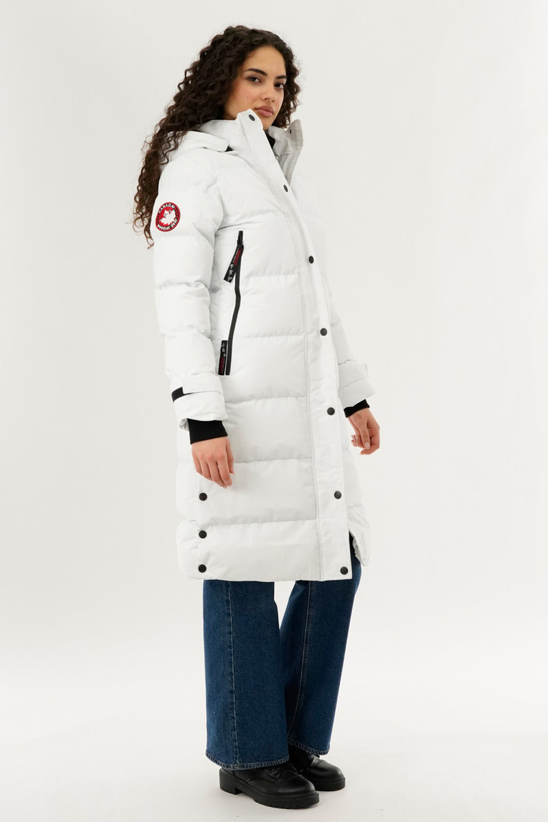 Canada Weather Gear Quilted Maxi Parka Jacket - White - Womens Parka Jackets - Canada Weather Gear