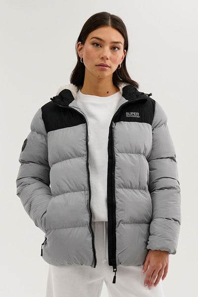 Super Triple Goose Colour Block Bomber Jacket - Grey - Womens Bomber Jackets - Canada Weather Gear