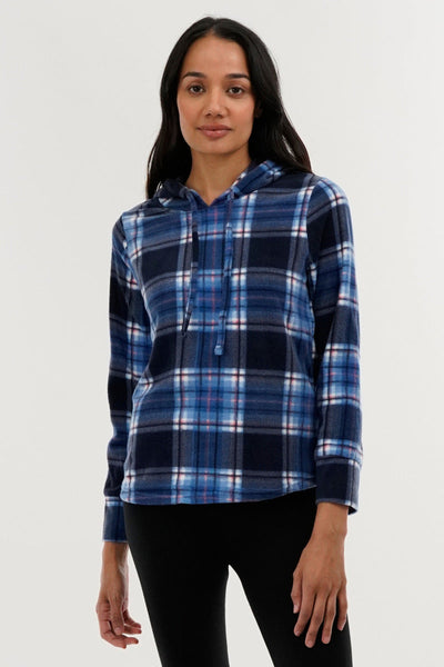 Canada Weather Gear Plaid Hooded Pajama Top - Navy - Womens Pajamas - Canada Weather Gear