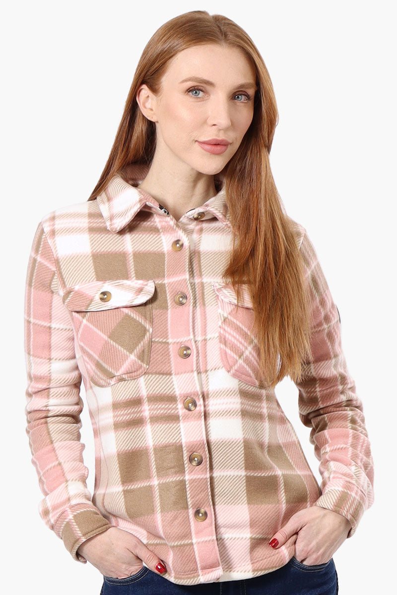 Canada Weather Gear Button Up Fleece Lined Lightweight Jacket - Pink - Womens Lightweight Jackets - Canada Weather Gear