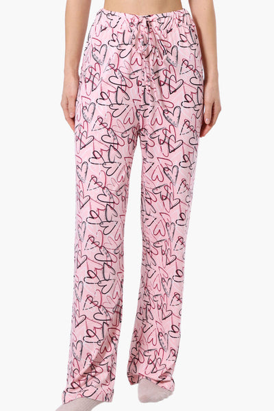 Canada Weather Gear Heart Pattern Wide Leg Pajama Pants - Pink - Womens Pajamas - Canada Weather Gear