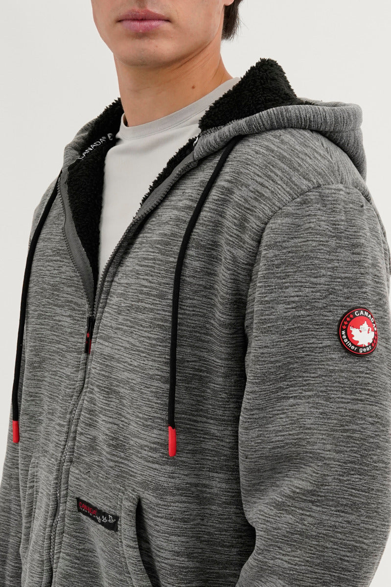 Canada Weather Gear Sherpa Lined Lightweight Jacket - Grey - Mens Lightweight Jackets - Canada Weather Gear
