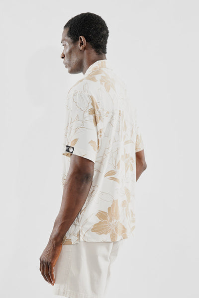 Canada Weather Gear Travel Collection Floral Button Up Casual Shirt - Cream - Mens Casual Shirts - Canada Weather Gear