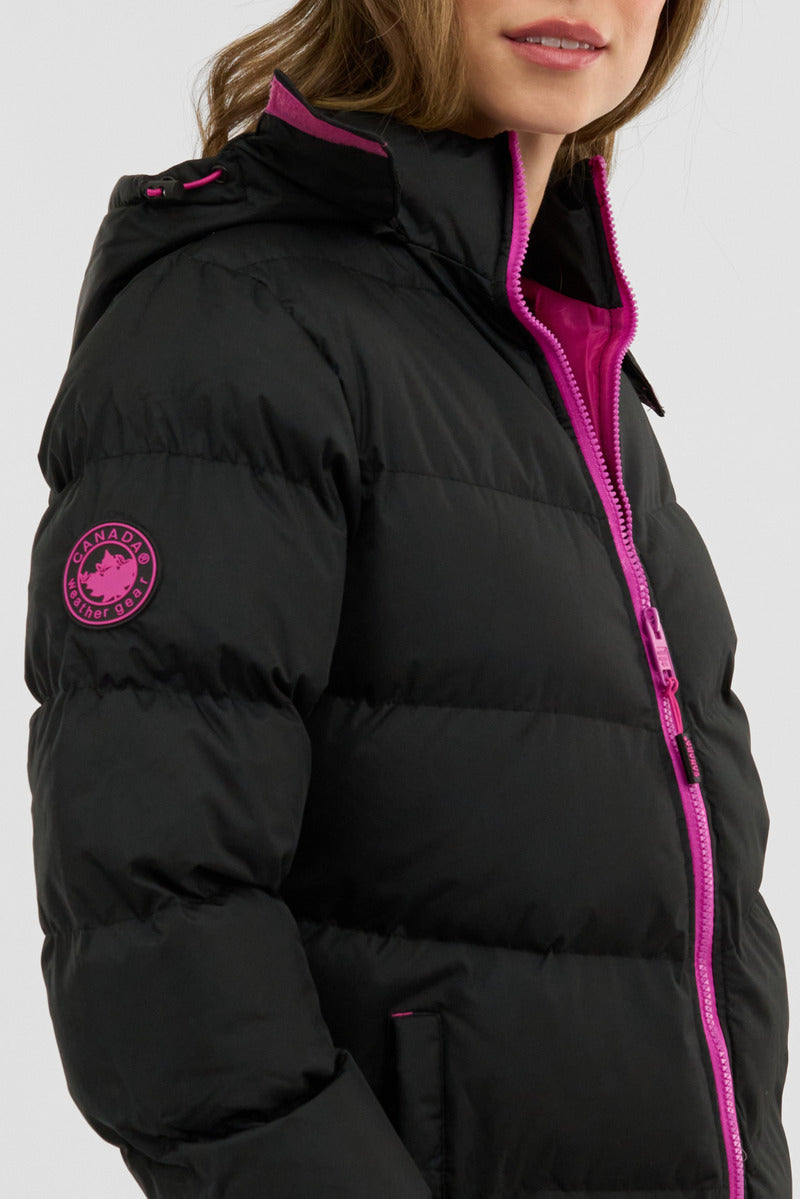 Canada Weather Gear Chevron Bubble Bomber Jacket - Black - Womens Bomber Jackets - Canada Weather Gear