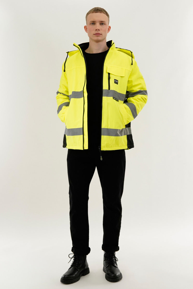 Canada Work Gear Hi-Vis Reflective Parka Jacket - Yellow - Mens Parka Jackets - Canada Weather Gear