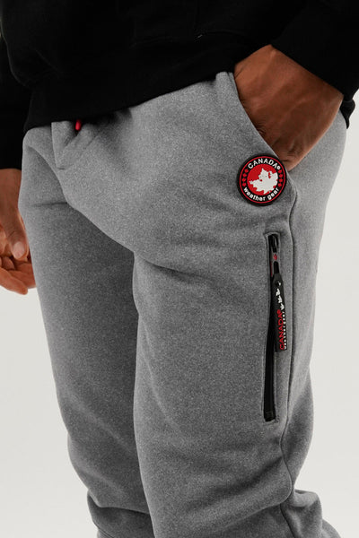 Canada Weather Gear Fleece Contrast Insert Jogger - Grey - Mens Joggers & Sweatpants - Canada Weather Gear