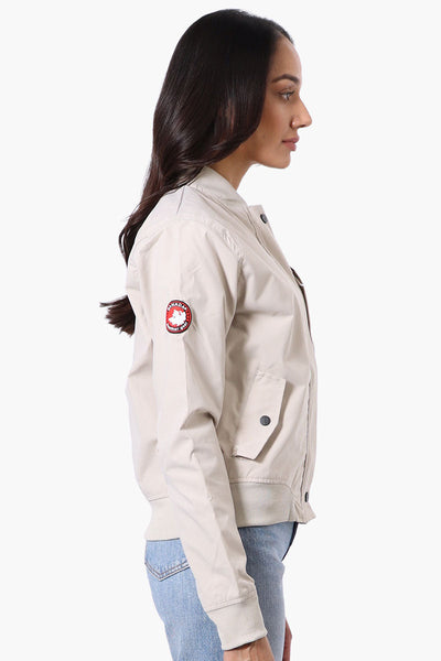 Canada Weather Gear Basic Zip Up Bomber Lightweight Jacket - Cream - Womens Lightweight Jackets - Canada Weather Gear
