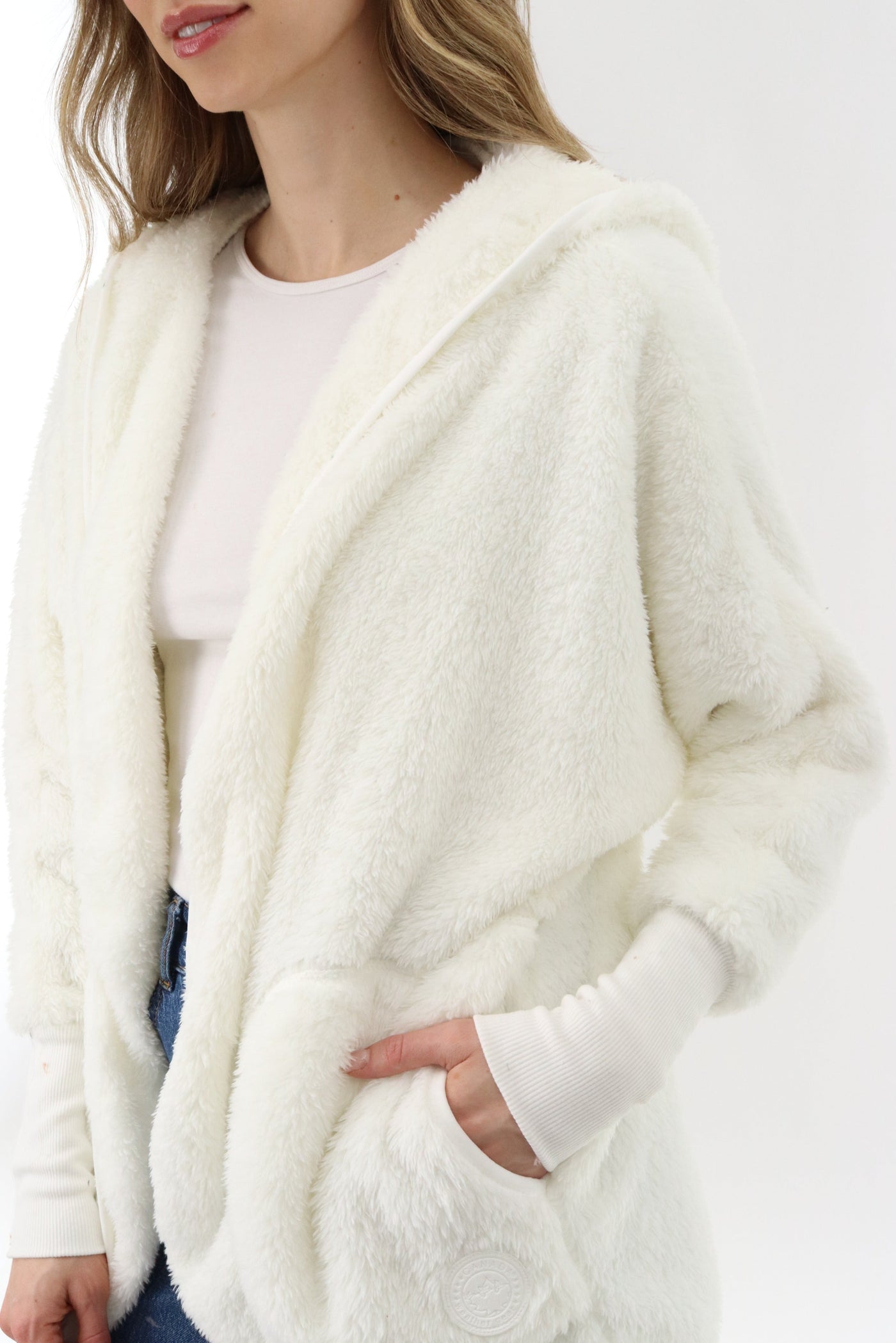 Canada Weather Gear Open Front Teddy Cardigan - Cream - Womens Cardigans - Canada Weather Gear