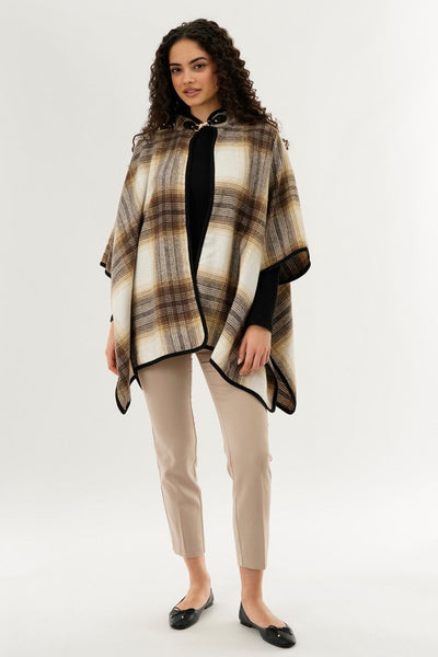 Canada Weather Gear Plaid Tartan Poncho - Beige - Womens Ponchos - Canada Weather Gear