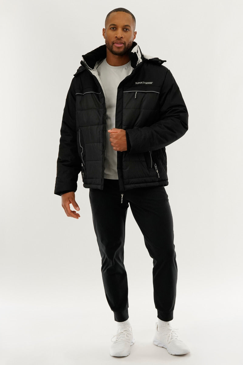 Super Triple Goose Contrast Lining Puffer Bomber Jacket - Stone - Mens Bomber Jackets - Canada Weather Gear