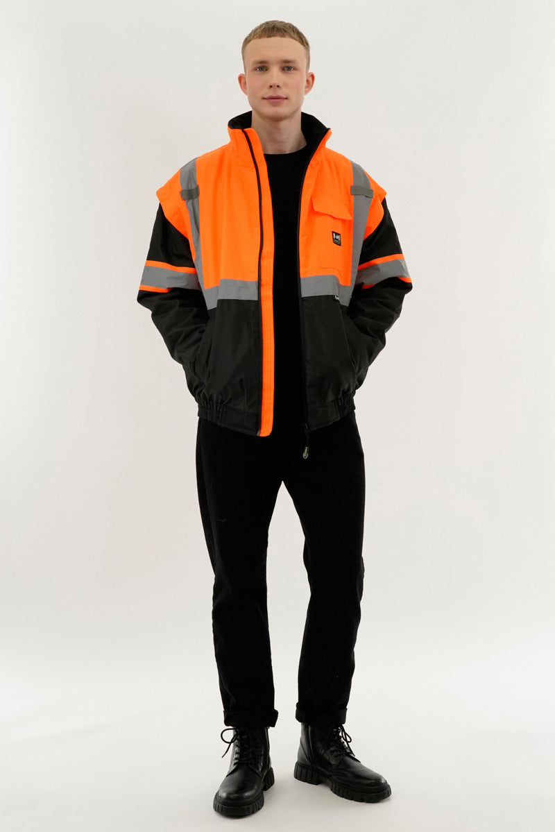 Canada Work Gear Hi-Vis Colour Block Bomber Jacket - Orange - Mens Bomber Jackets - Canada Weather Gear