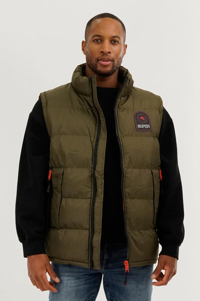 Super Triple Goose Double Pocket Bubble Vest - Olive - Mens Vests - Canada Weather Gear