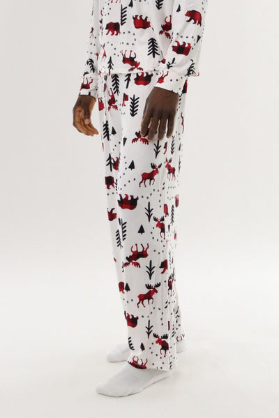 Canada Weather Gear Long Printed Holiday Pajama Pants - White - Mens Pajamas - Canada Weather Gear