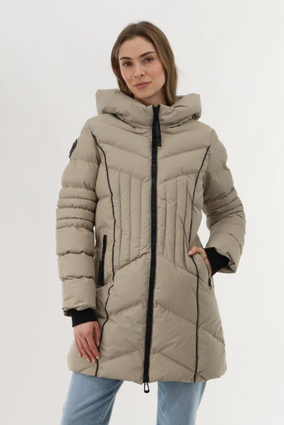 Canada Weather Gear Quilted Hooded Parka Jacket - Beige - Womens Parka Jackets - Canada Weather Gear
