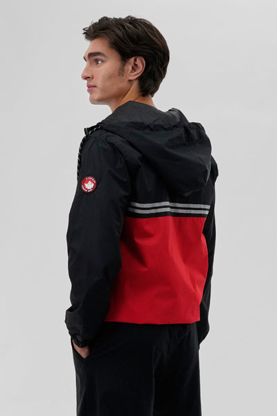 Canada Weather Gear Hooded Colour Block Lightweight Jacket - Red - Mens Lightweight Jackets - Canada Weather Gear