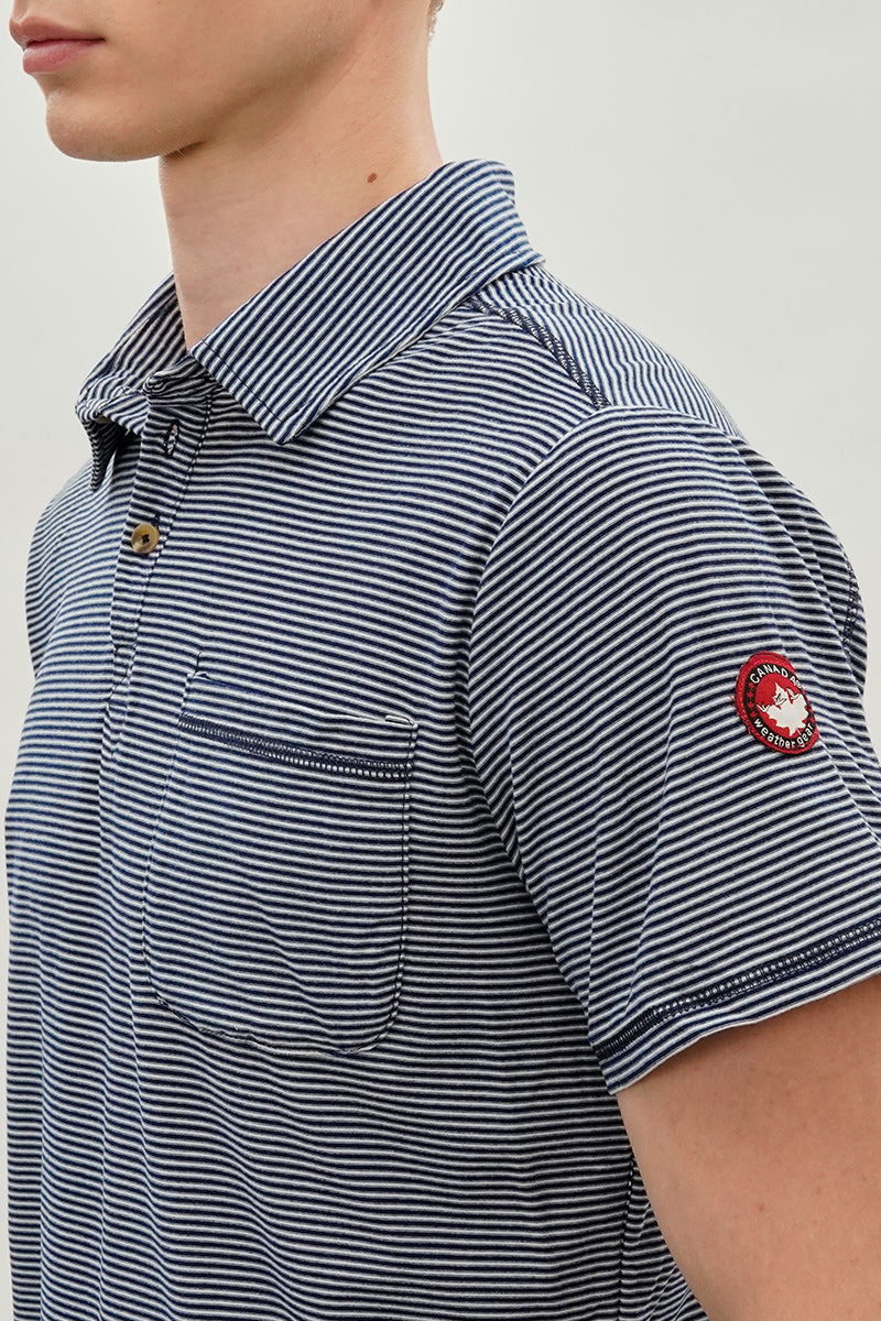 Canada Weather Gear Striped Polo Shirt - Navy