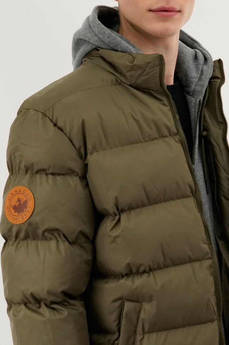 Canada Weather Gear Fleece Quilted Bomber Jacket - Olive - Mens Bomber Jackets - Canada Weather Gear