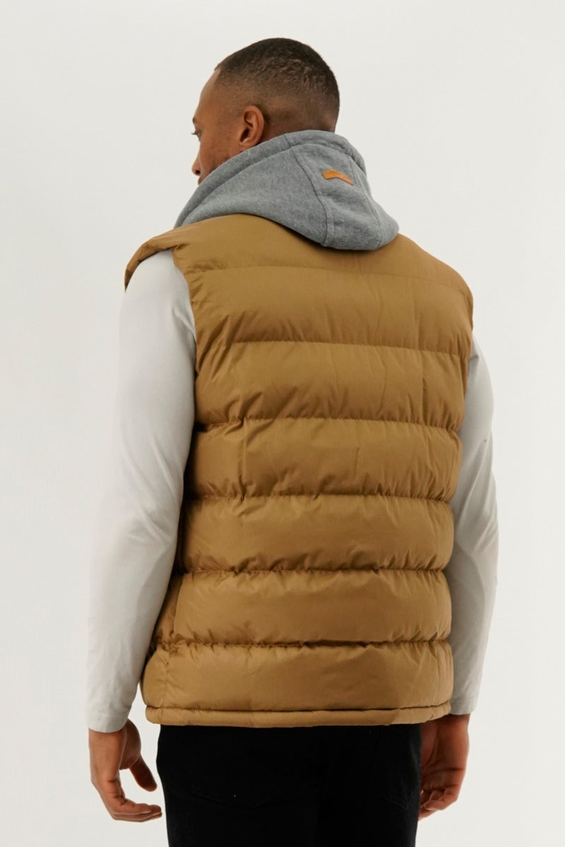Canada Weather Gear Hooded Puffer Vest - Camel - Mens Vests - Canada Weather Gear