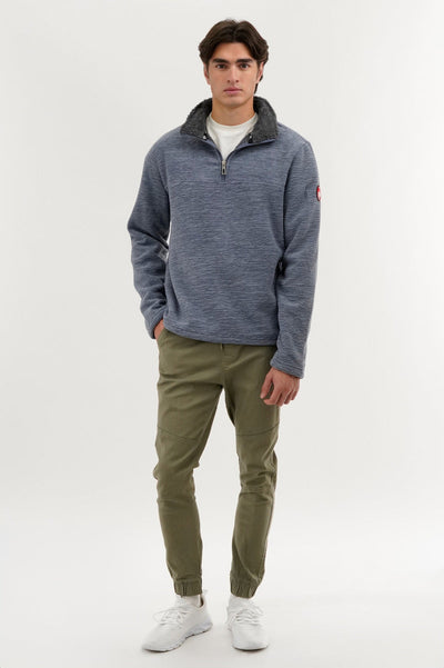 Canada Weather Gear Sherpa Lined 1/4 Zip Pullover Sweater - Navy - Mens Pullover Sweaters - Canada Weather Gear