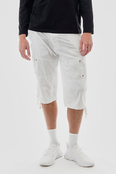 Essentials Super Triple Goose Striped Belted Cargo Shorts - White - Mens Shorts & Capris - Canada Weather Gear