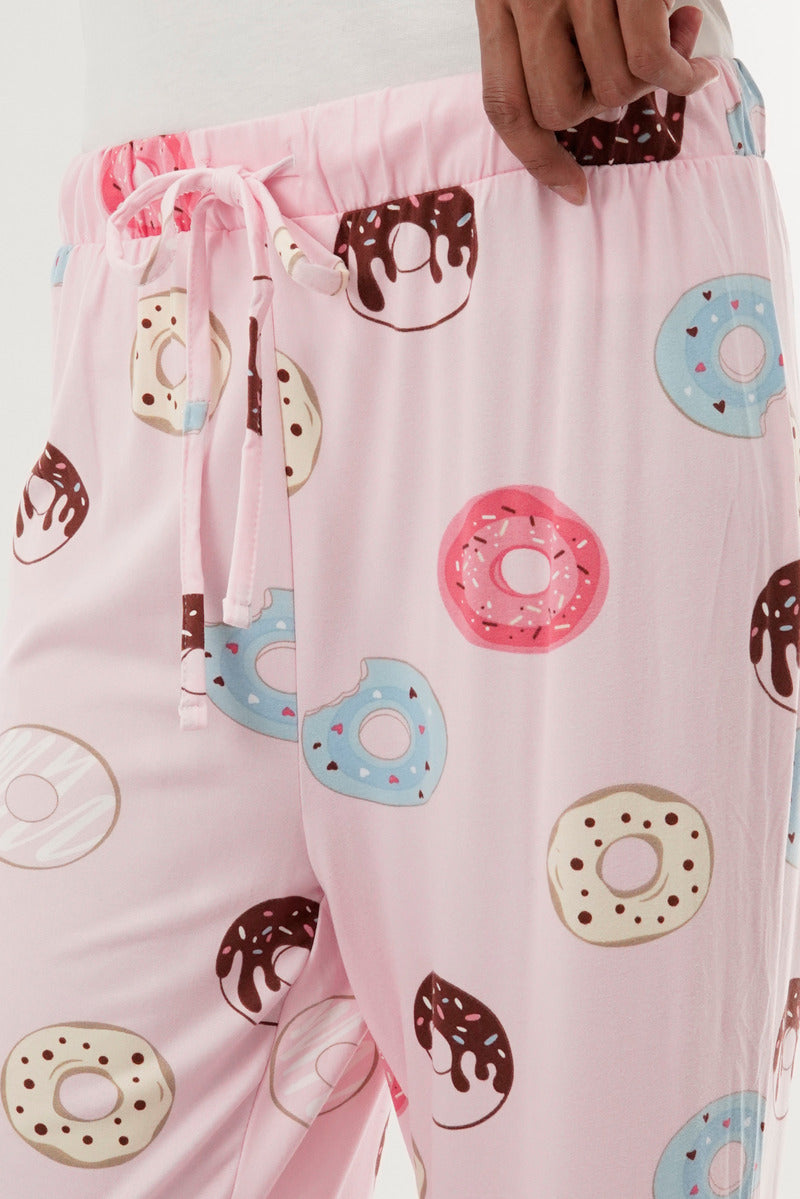 Canada Weather Gear Doughnut Print Wide Leg Pajama Pants - Pink - Womens Pajamas - Canada Weather Gear