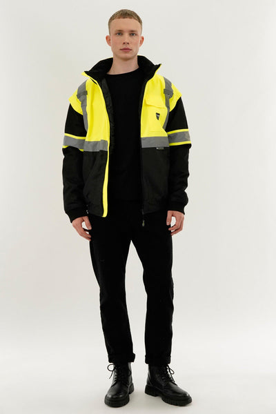 Canada Work Gear Hi-Vis Colour Block Bomber Jacket - Yellow - Mens Bomber Jackets - Canada Weather Gear