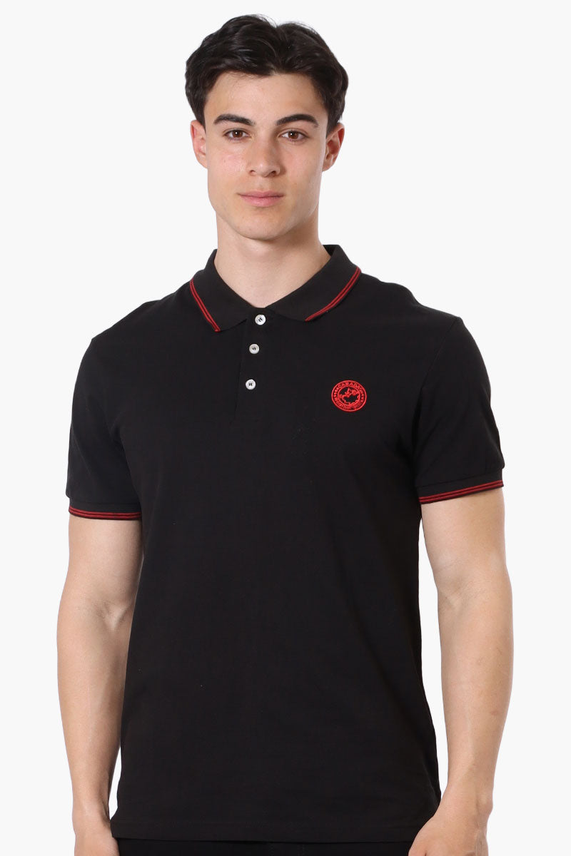 Canada Weather Gear Knit Striped Detail Polo Shirt - Black - Mens Polo Shirts - Canada Weather Gear