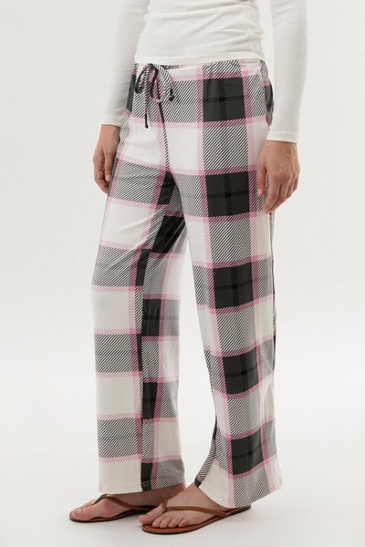 Canada Weather Gear Plaid Wide Leg Pajama Pants - White - Womens Pajamas - Canada Weather Gear