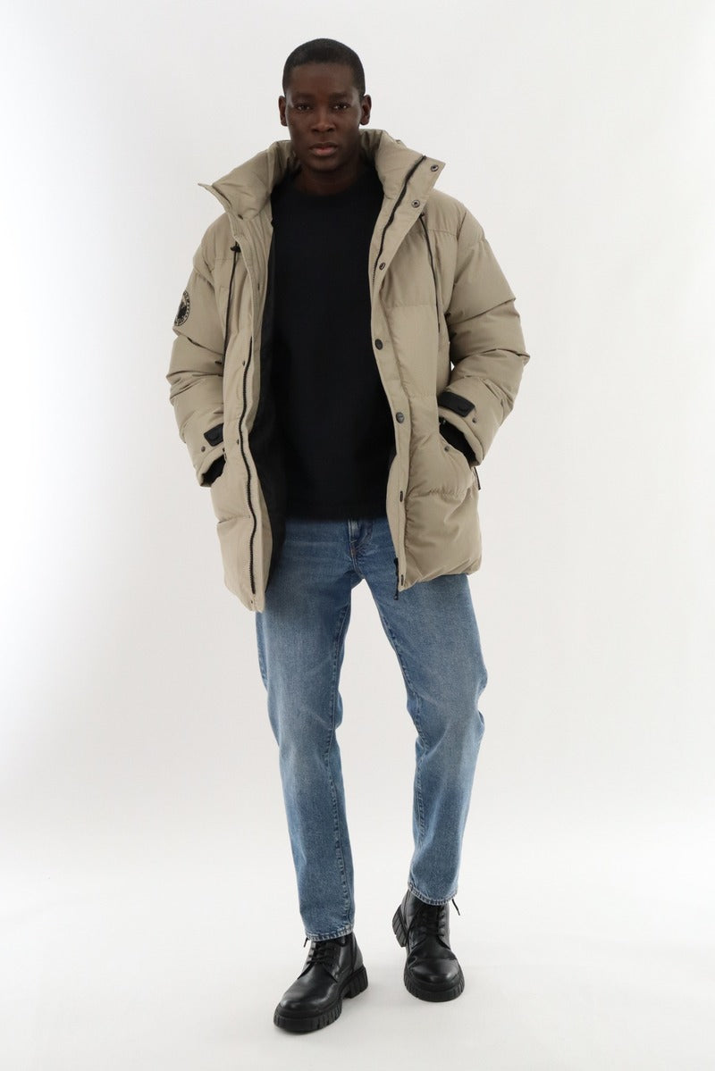 Canada Weather Gear Hip Length Parka Jacket - Taupe - Mens Parka Jackets - Canada Weather Gear