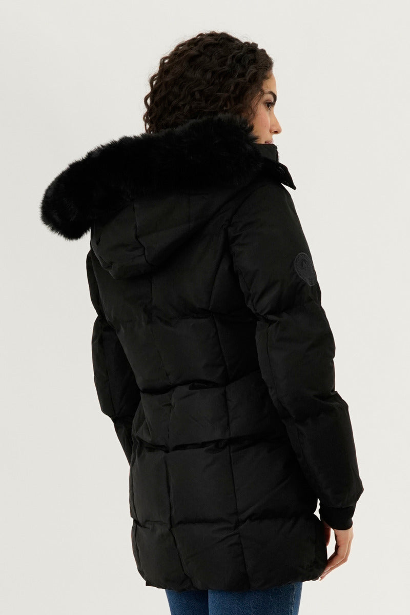 Canada Weather Gear Faux Fur Lined Hood Parka Jacket - Black - Womens Parka Jackets - Canada Weather Gear