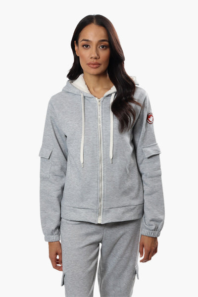 Canada Weather Gear Pocket Sleeve Sherpa Hoodie - Grey - Womens Hoodies & Sweatshirts - Canada Weather Gear