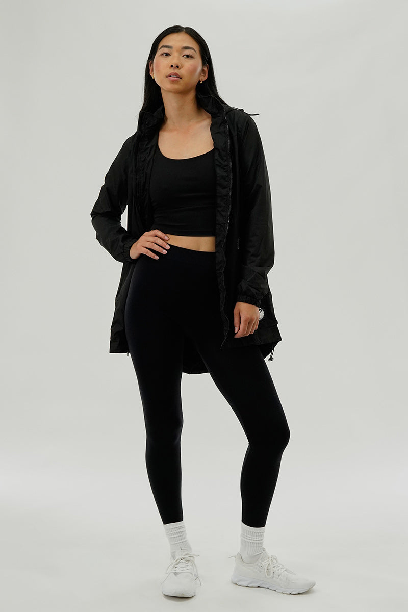 Canada Weather Gear Long Hooded Lightweight Jacket - Black - Womens Moto Jackets - Canada Weather Gear