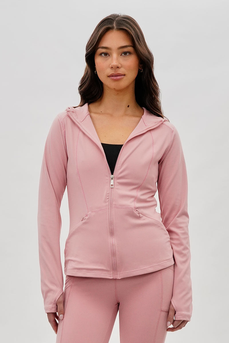 Canada Weather Gear Hooded Yoga Lightweight Jacket - Blush - Womens Lightweight Jackets - Canada Weather Gear