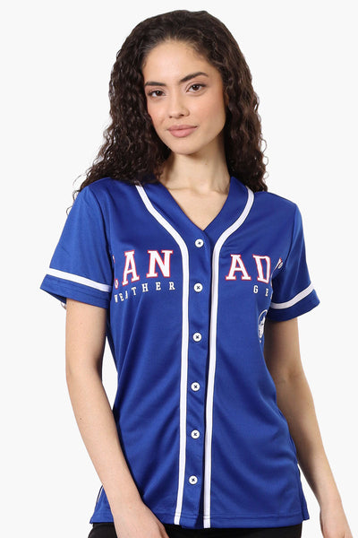 Canada Weather Gear Chest Logo Baseball Tee - Blue - Womens Tees & Tank Tops - Canada Weather Gear