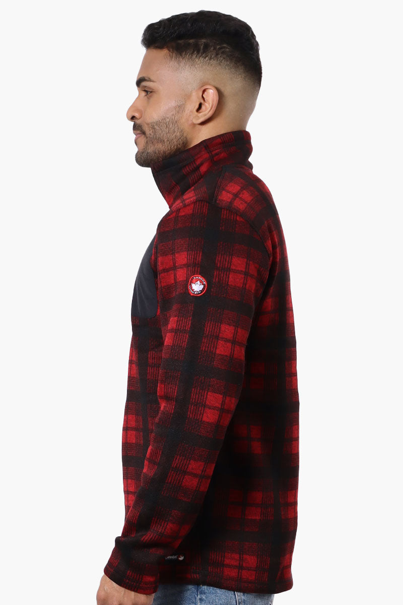 Canada Weather Gear Plaid 1/4 Zip Sweatshirt - Red - Mens Hoodies & Sweatshirts - Canada Weather Gear