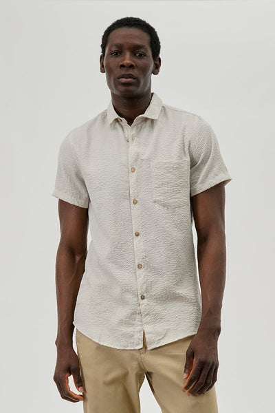 Canada Weather Gear Vintage Textured Button Up Casual Shirt - Cream - Mens Casual Shirts - International Clothiers