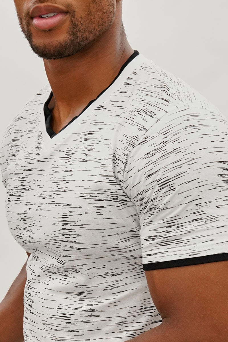 Canada Weather Gear Vintage Patterned V-Neck Tee - White - Mens Tees & Tank Tops - Canada Weather Gear