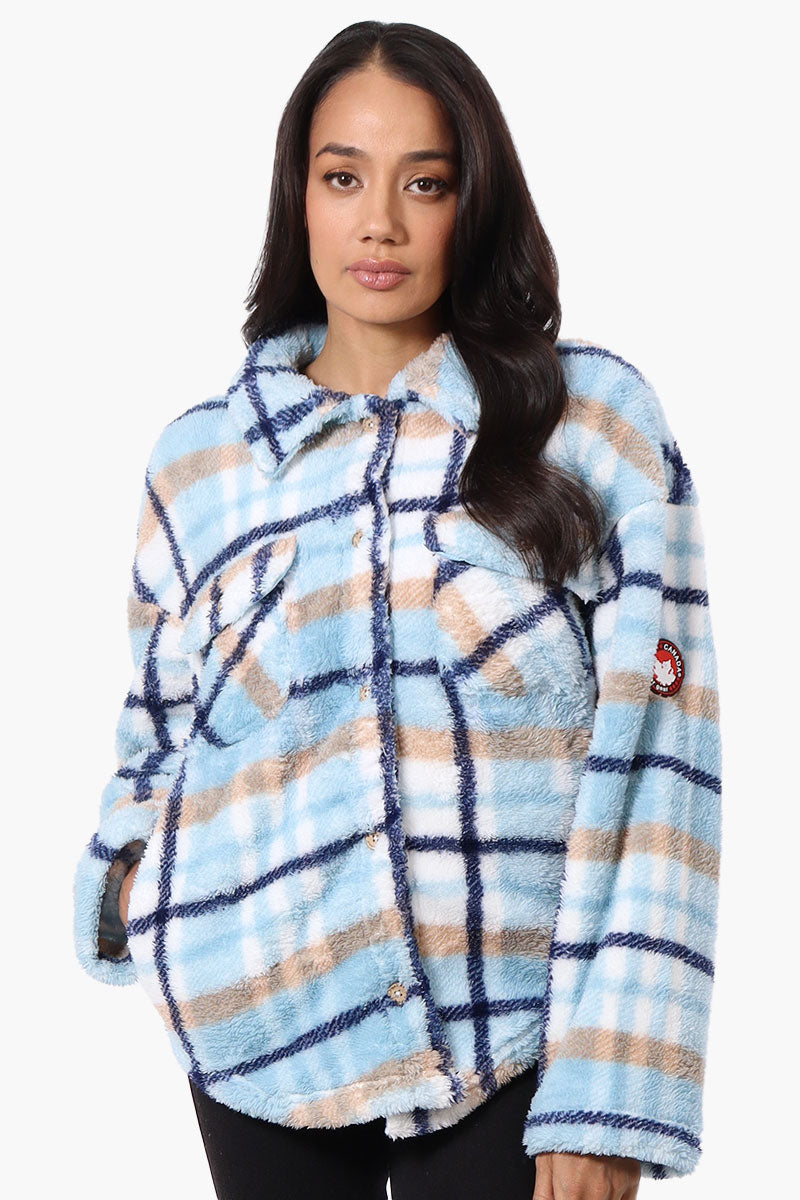 Canada Weather Gear Plush Plaid Lightweight Jacket - Blue - Womens Lightweight Jackets - Canada Weather Gear