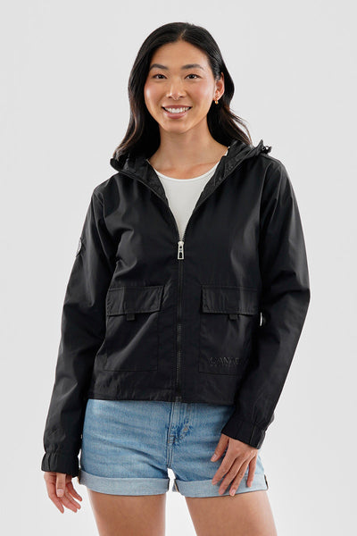 Canada Weather Gear Cropped Coated Microfibre Lightweight Jacket - Black - Womens Lightweight Jackets - Canada Weather Gear
