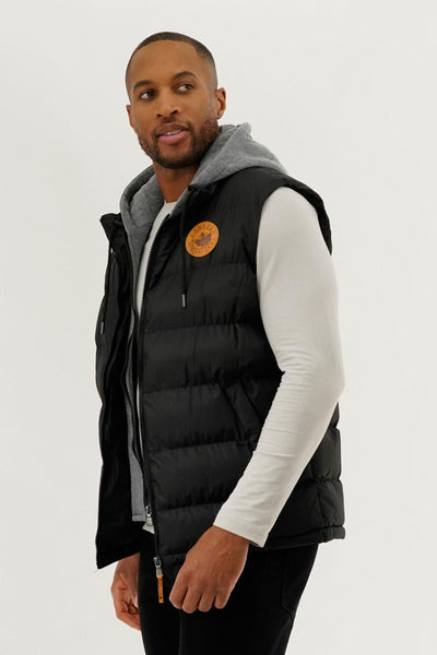 Canada Weather Gear Hooded Puffer Vest - Black - Mens Vests - Canada Weather Gear