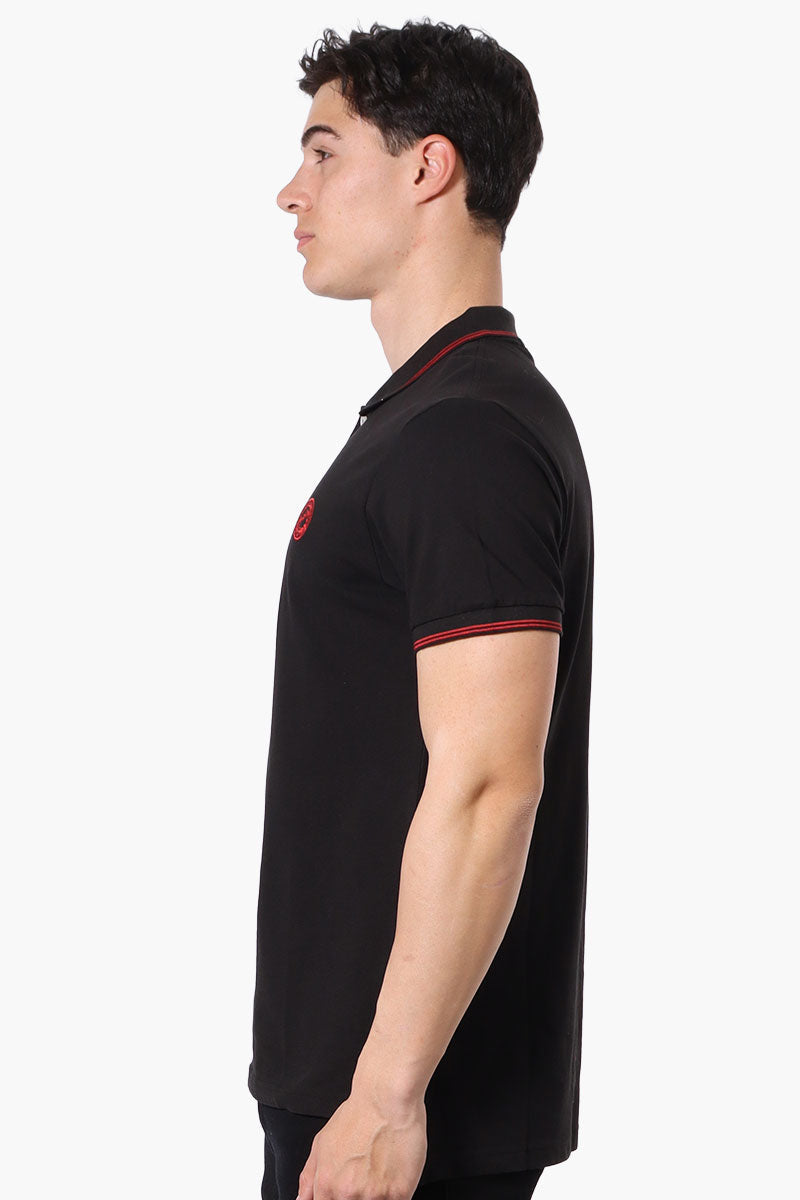 Canada Weather Gear Knit Striped Detail Polo Shirt - Black - Mens Polo Shirts - Canada Weather Gear