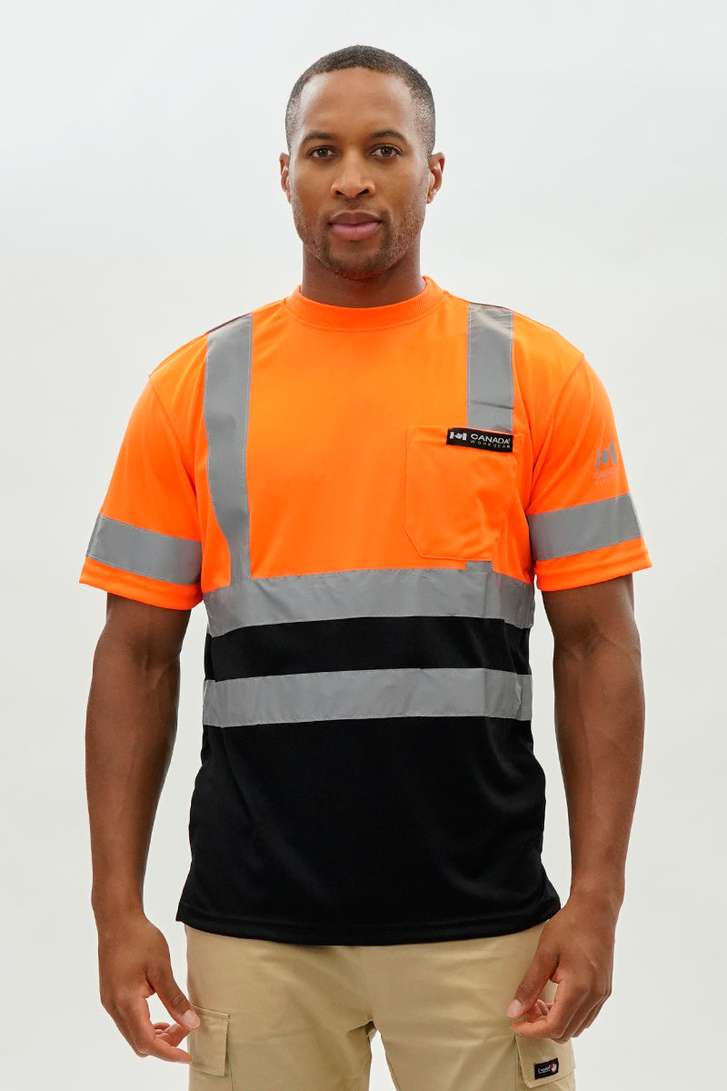 Canada Work Gear Hi-Vis Short Sleeve Tee - Orange - Mens Tees & Tank Tops - Canada Weather Gear