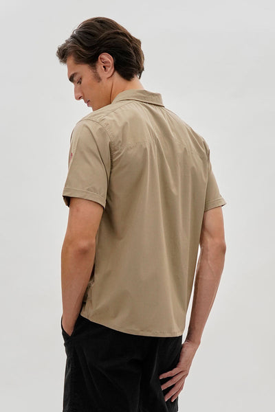 Canada Weather Gear Utility Short Sleeve Casual Shirt - Beige - Mens Casual Shirts - Canada Weather Gear