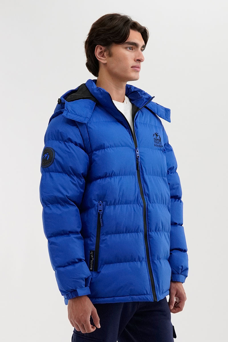 Super Triple Goose Zip Off Sleeve Bomber Jacket - Blue