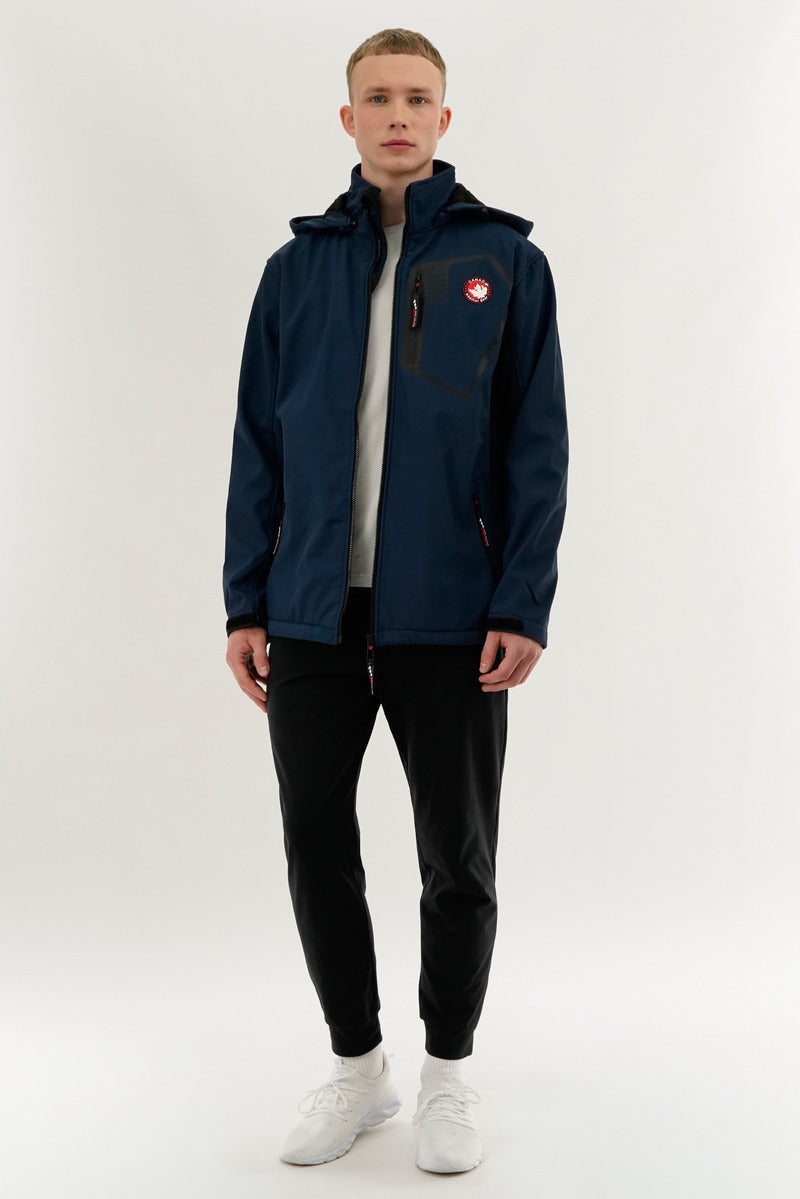 Canada Weather Gear Soft Shell Hooded Lightweight Jacket - Navy - Mens Lightweight Jackets - Canada Weather Gear