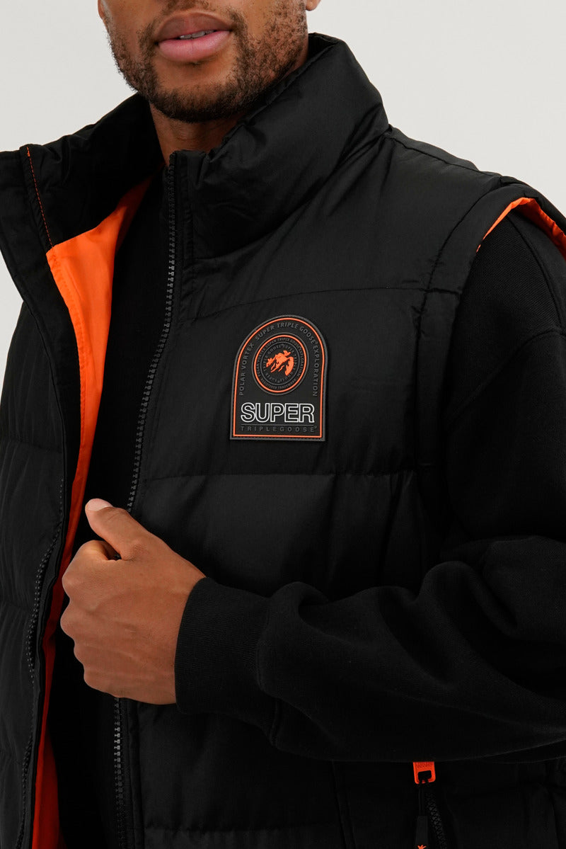 Super Triple Goose Double Pocket Bubble Vest - Black - Mens Vests - Canada Weather Gear