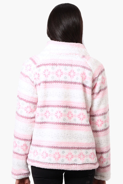 Canada Weather Gear Fair Isle Pattern 1/4 Zip Pullover Sweater - Pink - Womens Pullover Sweaters - Canada Weather Gear