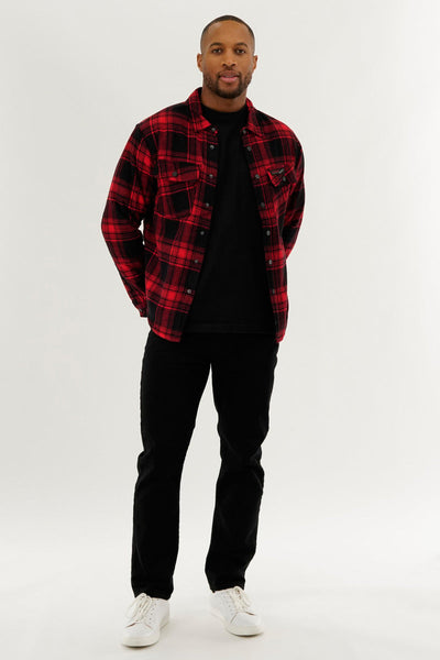 Canada Weather Gear Plaid Plush Lined Lightweight Jacket - Red - Mens Lightweight Jackets - Canada Weather Gear