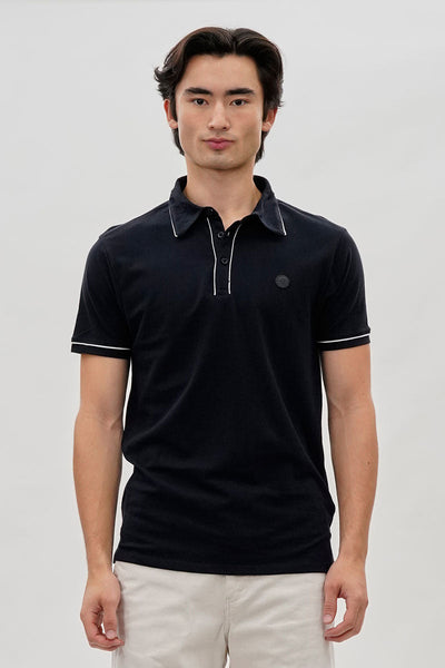 Canada Weather Gear Travel Collection Piping Detail Polo Shirt - Navy - Mens Polo Shirts - Canada Weather Gear